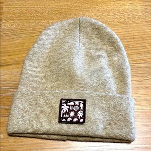 Daily practice by Anthropologie Beige Knit Beanie with Patch One Size fits all